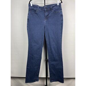 NYDJ Medium Blue Wash Marilyn Straight Lift Tuck Stretch Denim‎ Jeans Size 14